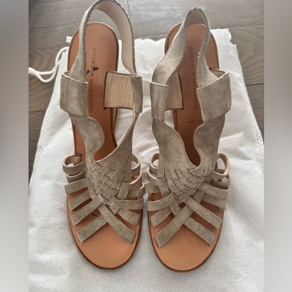 Sigerson morrison wedge sandals in suede and leather - Picture 3 of 7